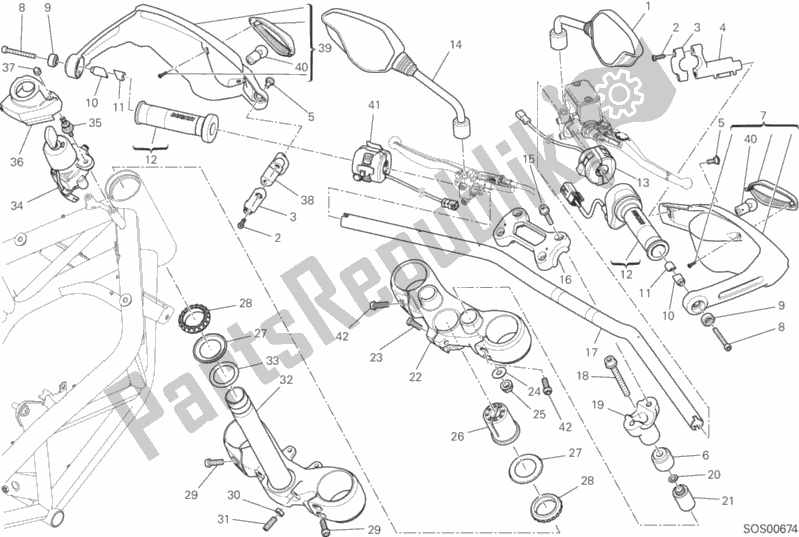 Alle onderdelen voor de Stuur En Bedieningselementen van de Ducati Hypermotard Hyperstrada Brasil 821 2014